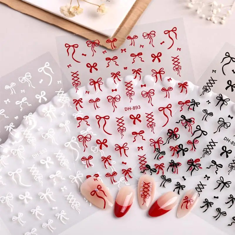 3D Bow Nail Art Stickers – Bowknot Foil Manicure Decals