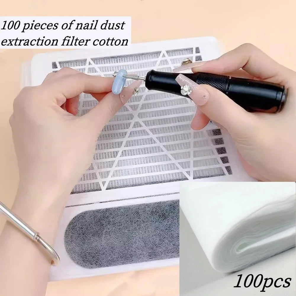 100 Pieces Of Nail Dust Extraction Filter Paper, Dust Filter Cotton, And Cleaning Accessories For Nail Vacuum Zpaxo