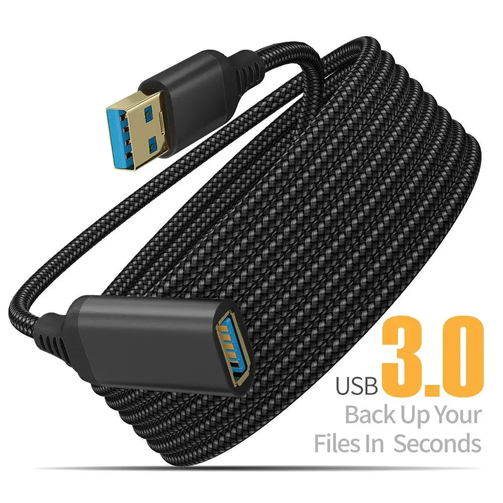 USB 3.0 Extension Cable Female To Male Extender Cord High Speed Transmission Data Extension Cable For PC Camera Printer Cable Zpaxo Black 2m