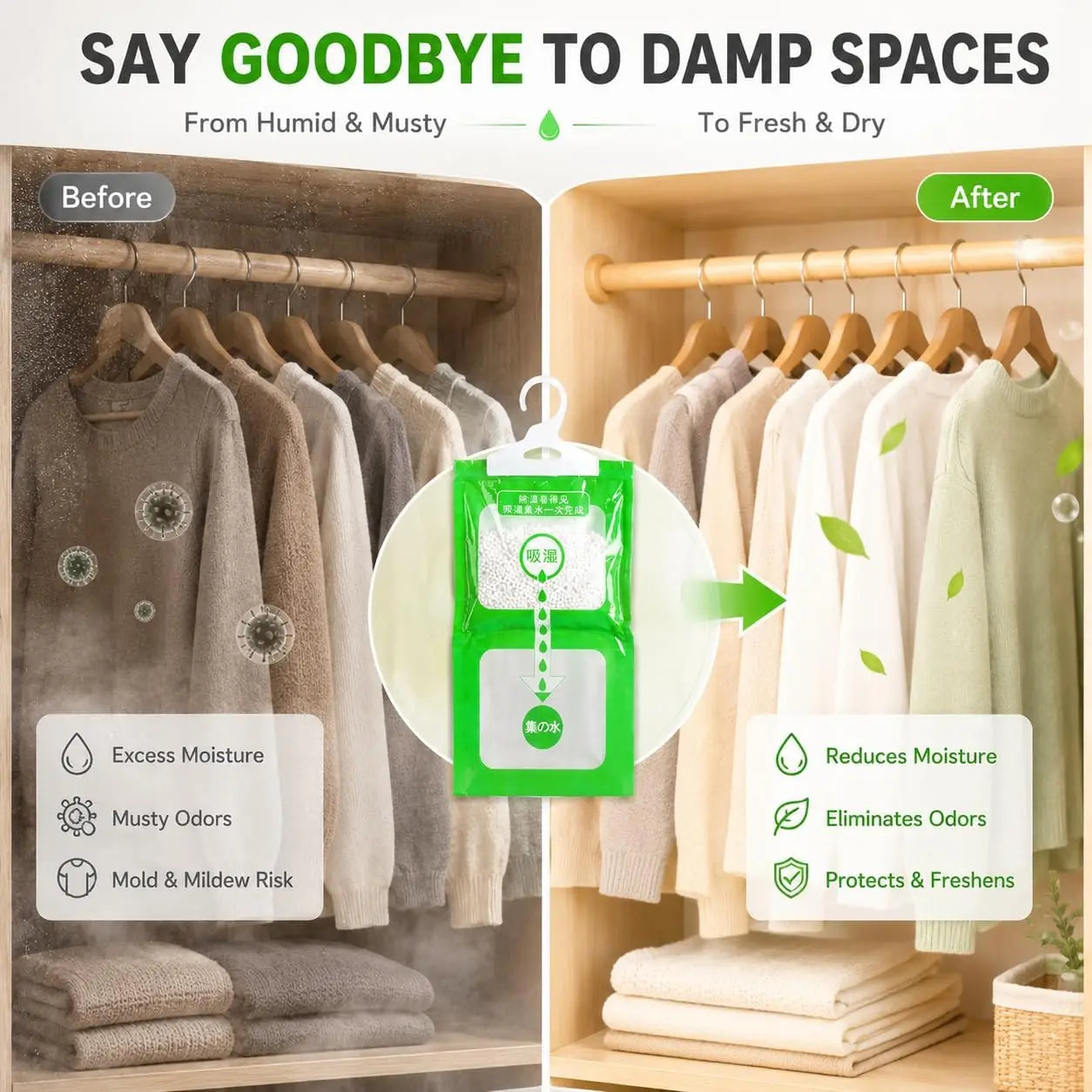 2 Hangable Wardrobe Dehumidifier Bag Moisture-proof Anti-mildew
