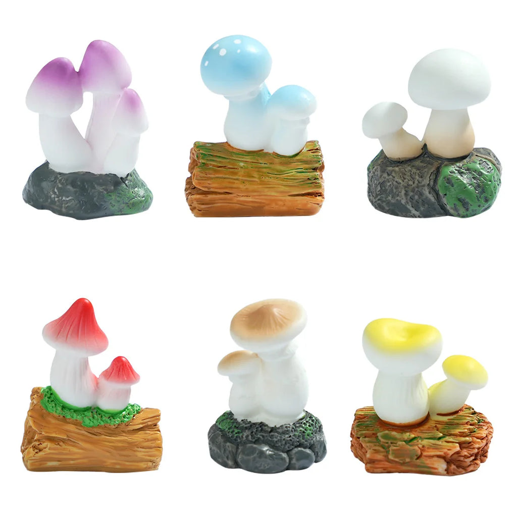 Mini Mushroom Figurines – Hand Painted Resin Fairy Garden Decor