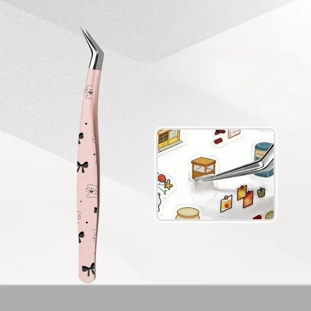 Stainless Steel Curved Stickers Tweezers Anti-static Precision Lashes Zpaxo