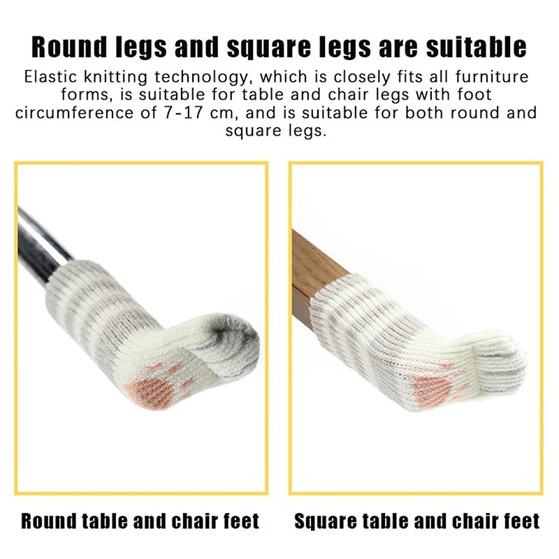 1Set Table And Chair Foot Pad Cute Cat Paw Table Chair Foot Leg Knit Cover Mute Wear-resistant Non-slip Mat Floor Protectors Zpaxo