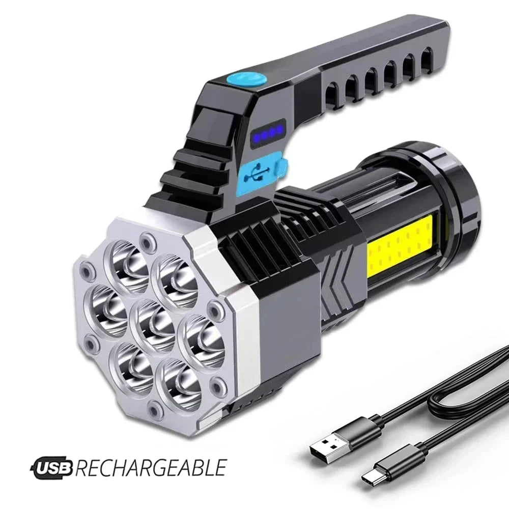 Rechargeable LED Camping Flashlight – 7 LED + COB Side Light