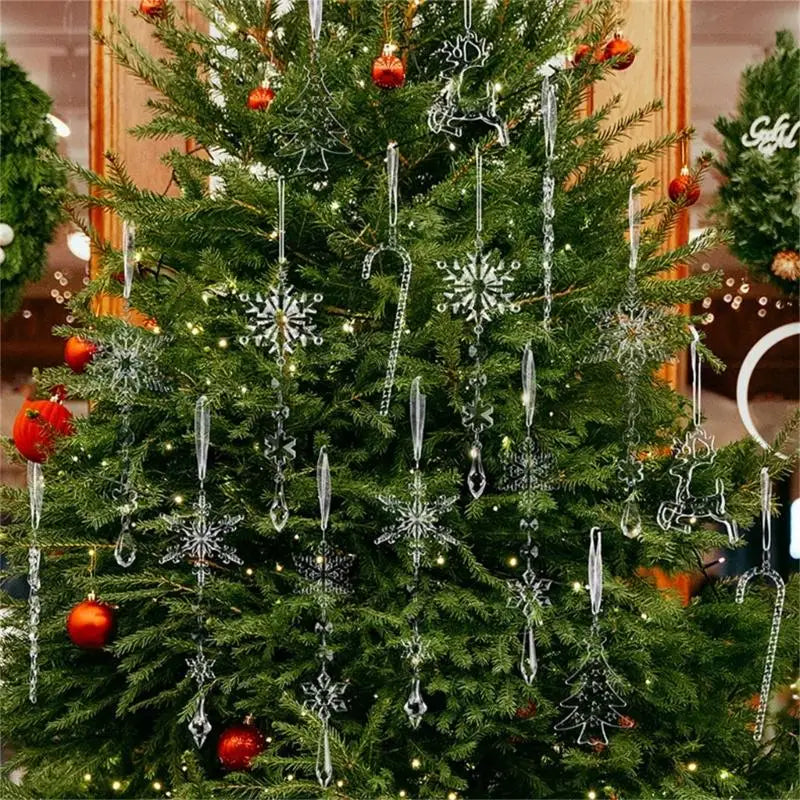 Elegant Acrylic Ice Christmas Tree Hangers Safe Kids Pet Holiday
