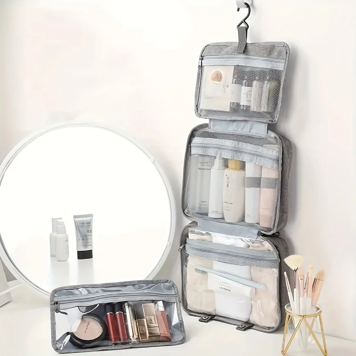 Large Hanging Hook Toiletry Bag Folding Handbag Trave Makeup Cosmetic