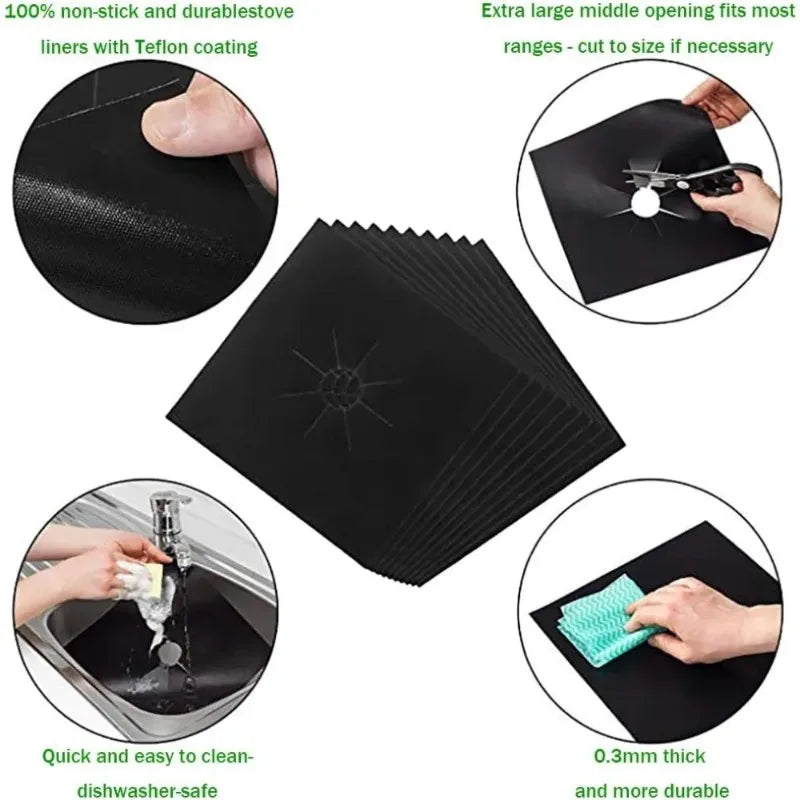 4 6PiecesKitchen Non Stickreusable Gas Stove Cover Heat Resistant