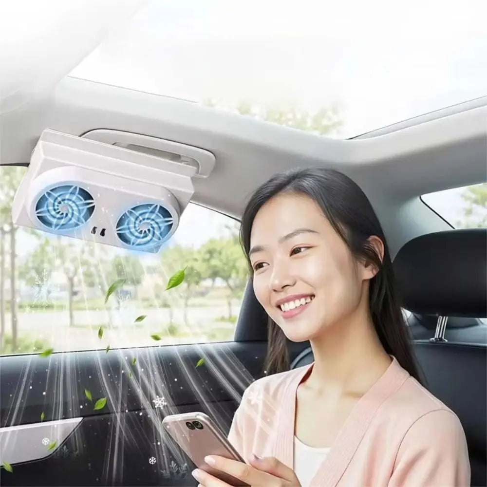 Solar Panel Car Window Fan USB Charging Powerful Ventilation Powered Zpaxo