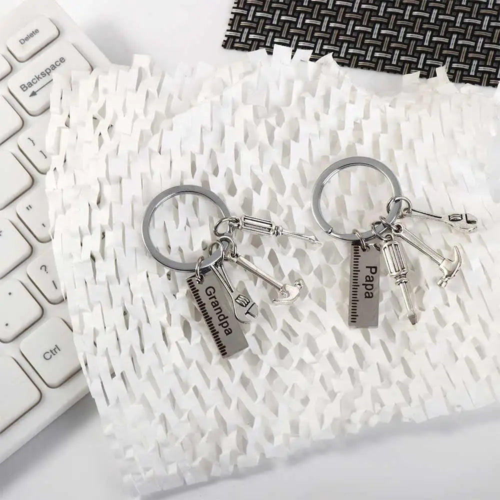 Dad Letters Dad Letters Keychains Hammer Wrench Dad Letters Keyring Papa DIY Jewelry Father's Day Pendant Tassel Hanging Pendant Zpaxo