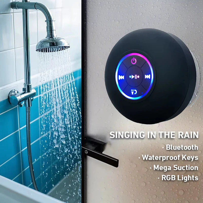 Portable Wireless Bluetooth Speaker LED Light IPX4 Waterproof Loudspeaker Outdoor Bathroom Large Suction Cup Stereo Sound Box Zpaxo