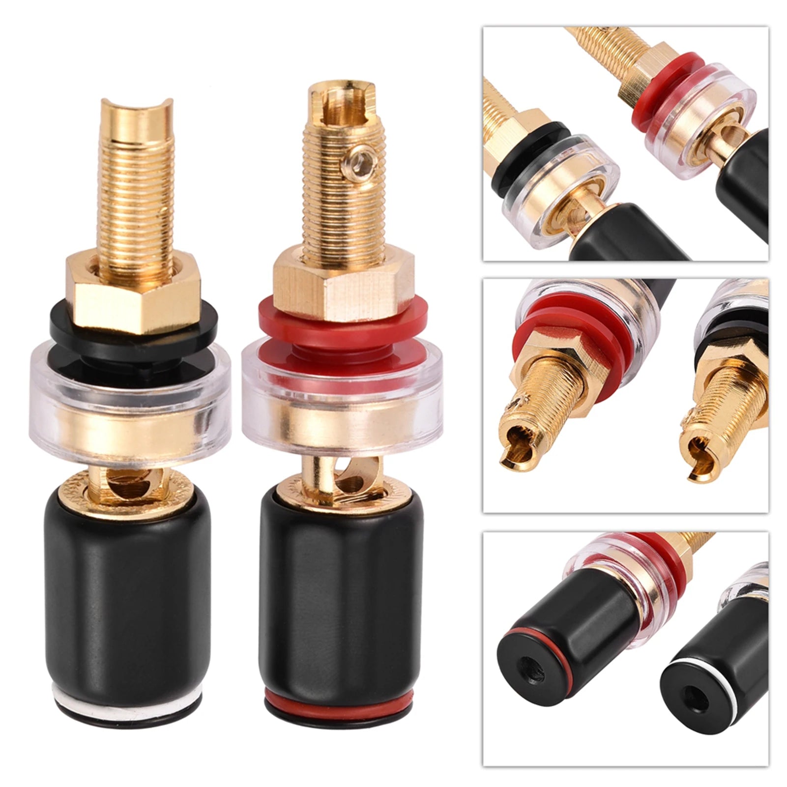 Black Red Welding Copper Speaker Amplifier Terminal Banana Plug
