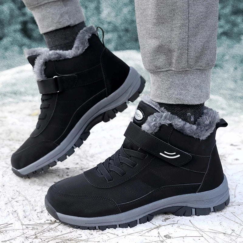 Leather Boots Men Women Shoes Waterproof Boot Man Plush Keep Warm Zpaxo