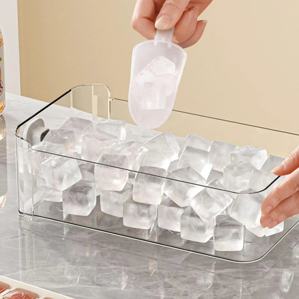 Ice Tray Box 56-Cavity Reusable Double-layer Press Lid Portable Maker
