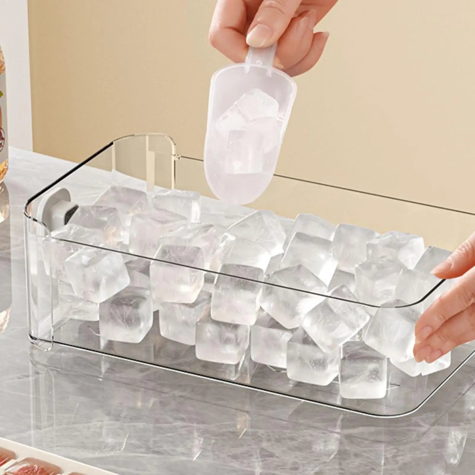 Ice Tray Box 56-Cavity Reusable Double-layer Press Lid Portable Maker