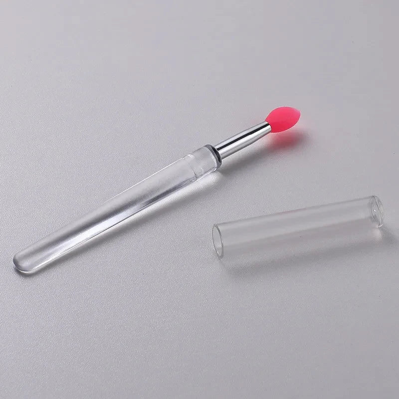 Jelly Pink Nail Art Silicone Brush Reusable Mirror Powder Applying Zpaxo A-Mini Rose Red