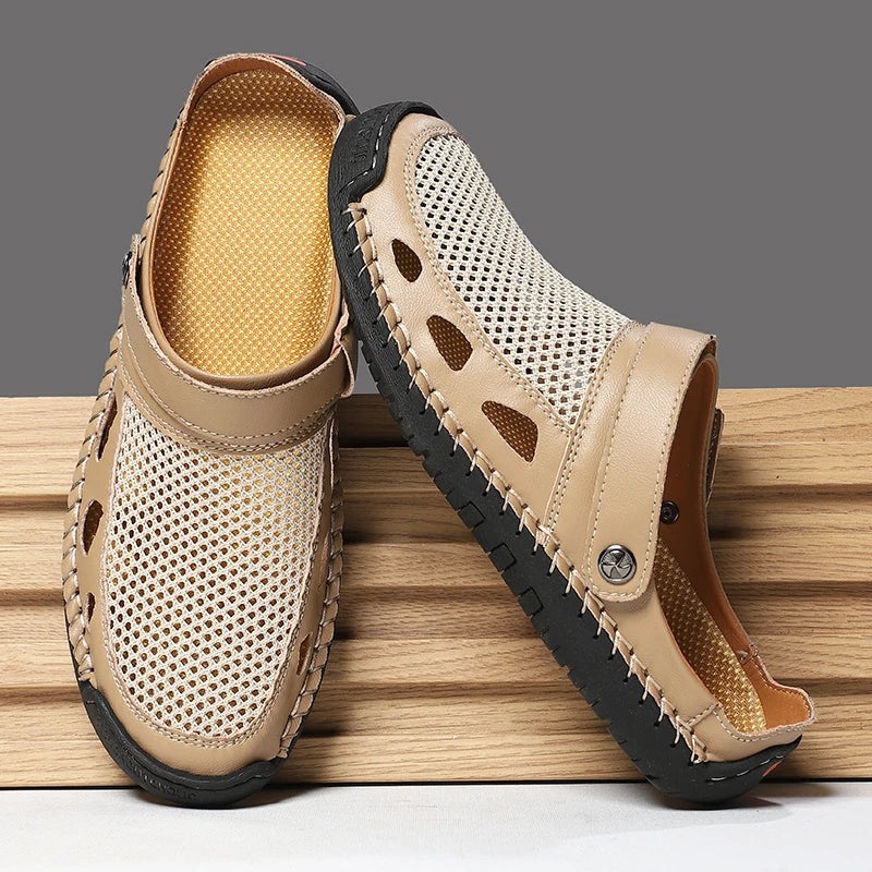 Summer Men Sandals Leather Mens Casual Shoes Outdoor Beach Roman Zpaxo A701 38