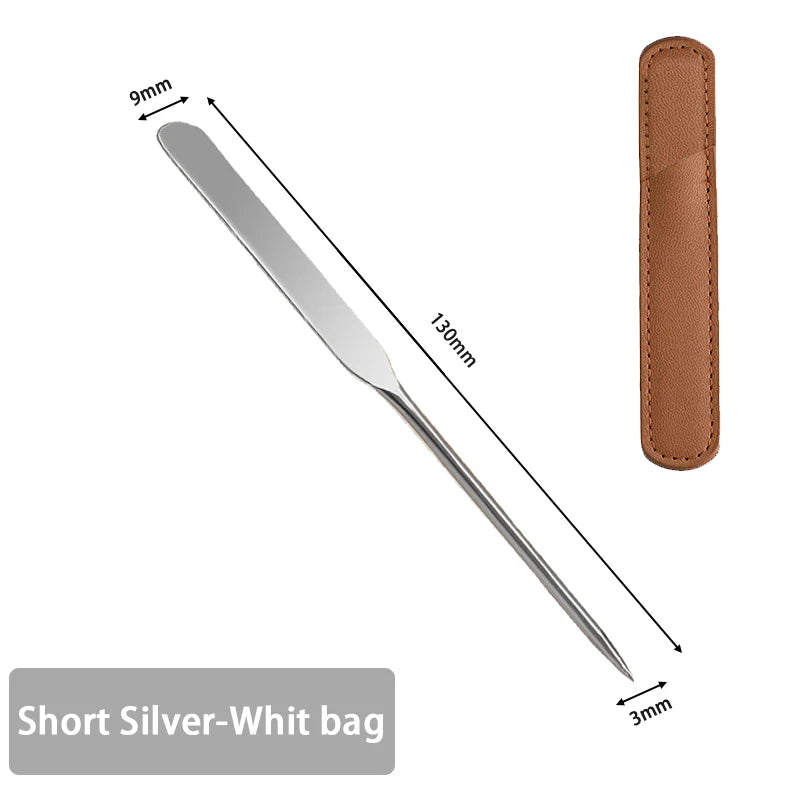 Stainless Steel Makeup Foundation Spatula Mixing Stick Powder Base Zpaxo ShortSilver With Bag