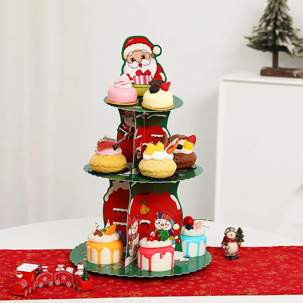 Christmas Cupcake Stand 2 Holder 3 Tier Dessert Tower Tray Donut