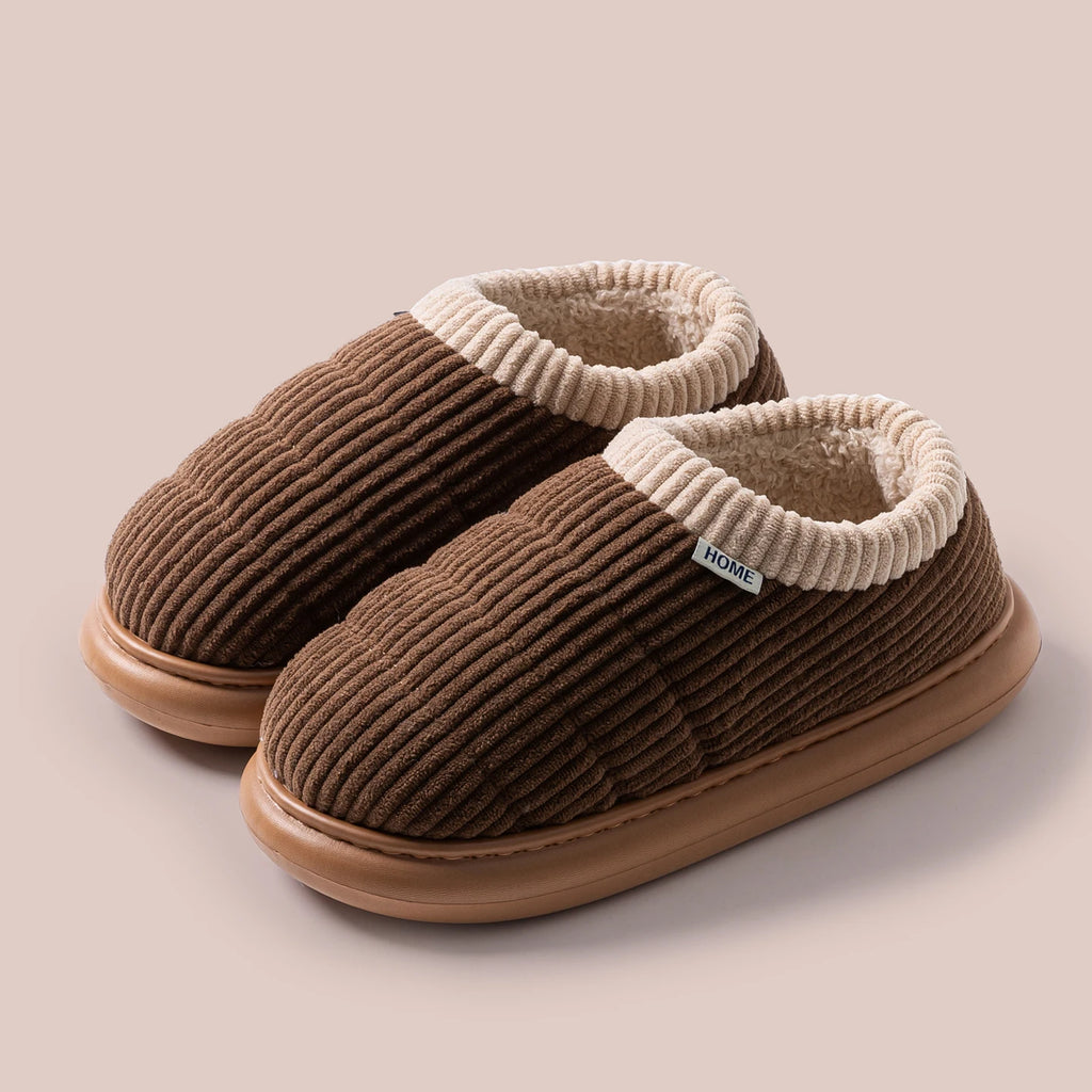 Non-slip Winter Slippers Men Fleece-lined Thermal Indoor Outdoor