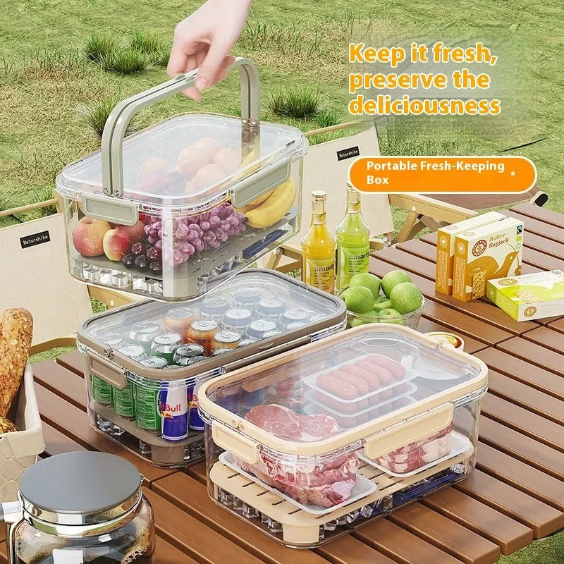 Large Capacity Bento Box, Handheld Portable Fresh-keeping Box for Outdoor Spring Outing, Student Spring Outing Fruit Sealed Box Zpaxo