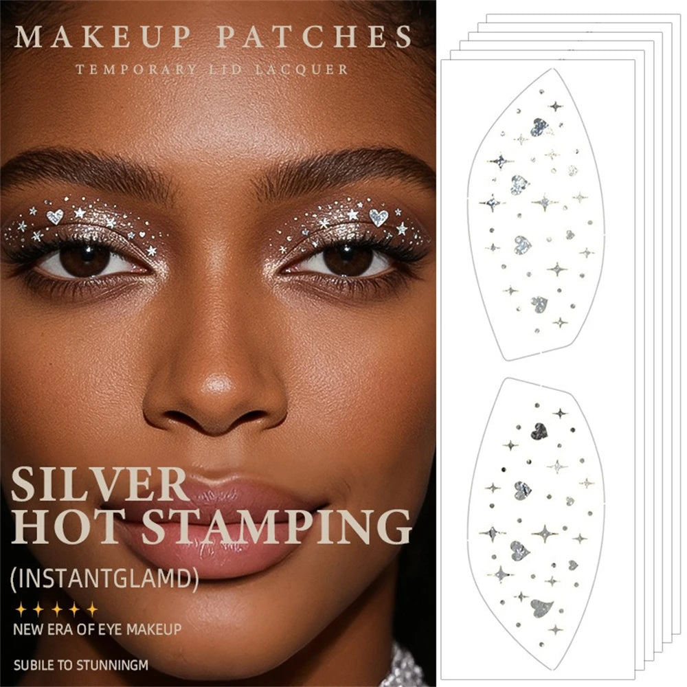 Waterproof Temporary Glitter Eye Shadow Stickers Silver Radiation Zpaxo