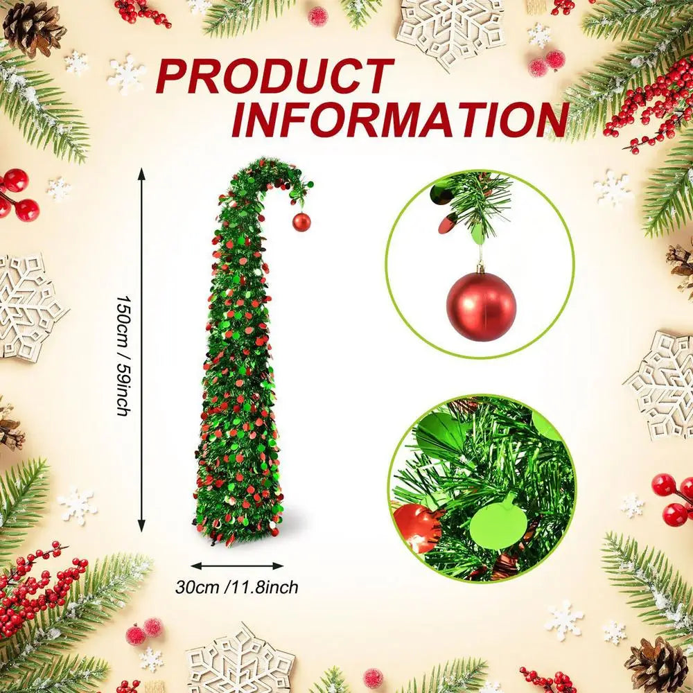 Artificial Christmas Tree Retractable 4 9 Ft Home Decor Spiral