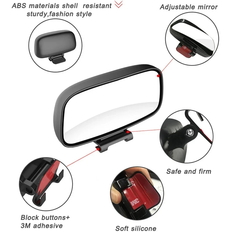Car Blind Spot Mirror Wide Angle Adjustable Convex Rearview Safety