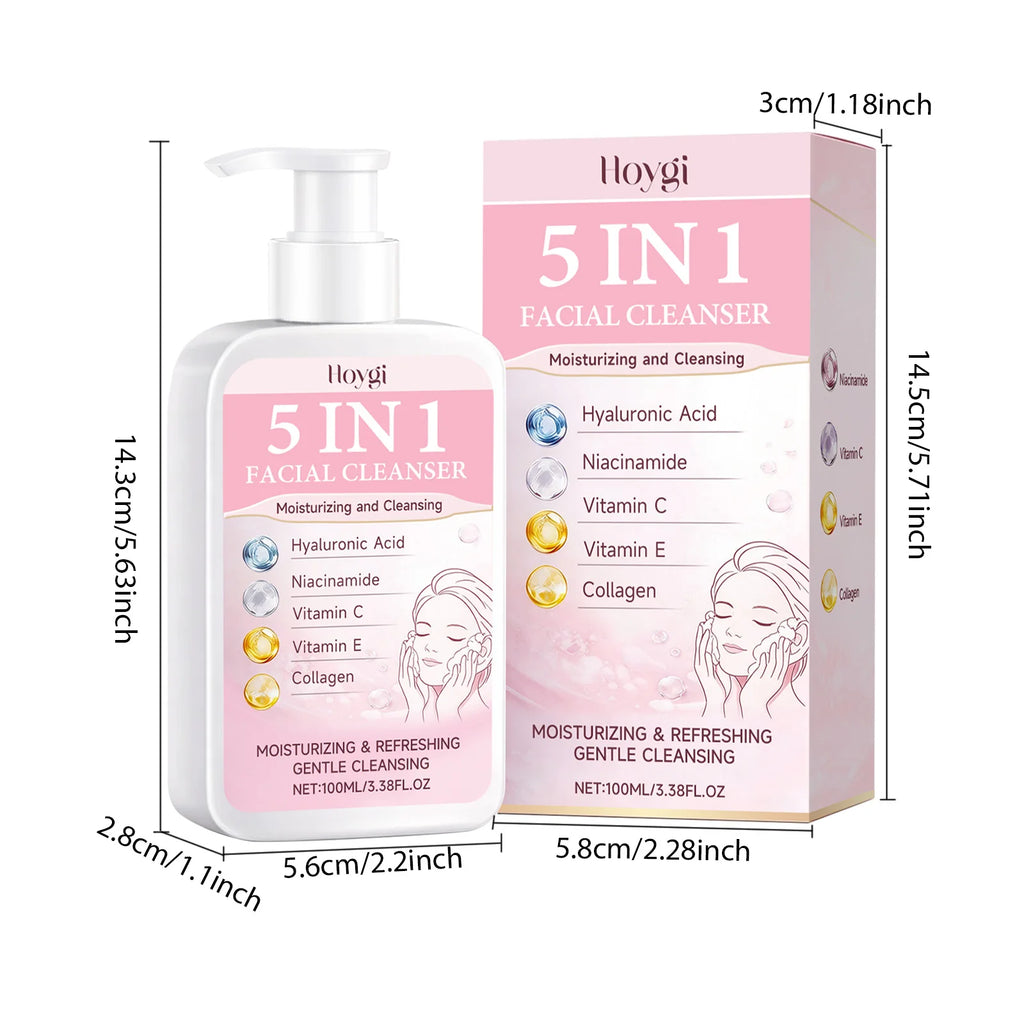 Hoygi 5-in-1 Facial Cleanser – Hydrating, Brightening Foam Facial Cleanser Zpaxo