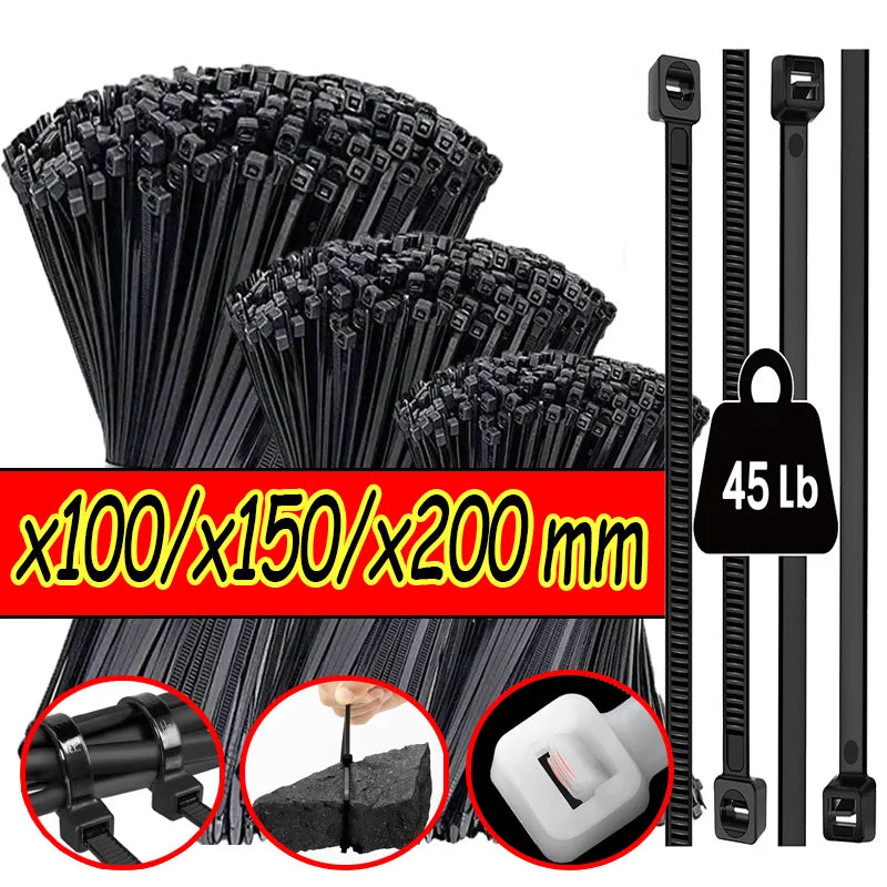 Cable Tie Nylon Tie Self-locking Black Fastening Strap Cable-Tie-Set Cable Zip Tie Fastening Ring Zip Wraps Strap Tie Zpaxo
