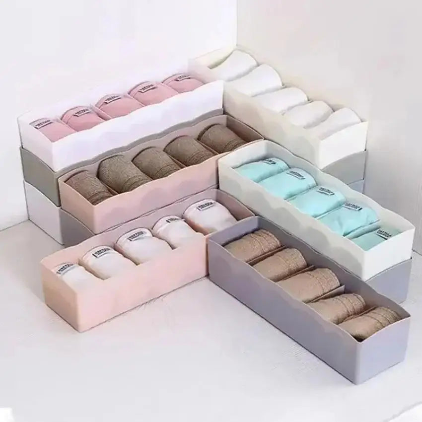 1 Underwear Sock Organizer Box 5 Compartment Clear Stackable Drawer