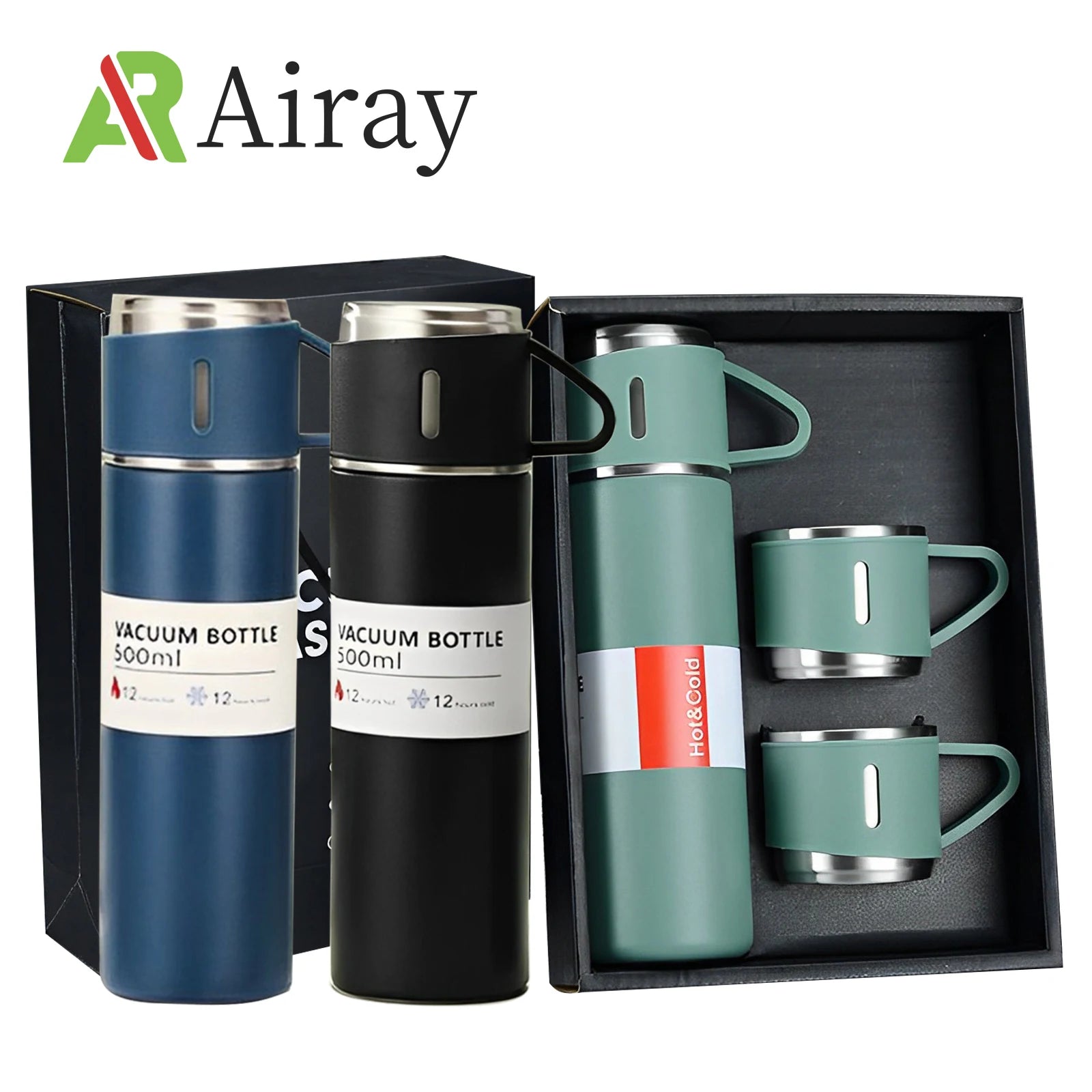 Coffee Thermos Stainless Steel Vacuum-Insulated Water Bottle, 500ml/16.9oz Insulated Bottle with Cup for Hot & Cold Drink Travel Zpaxo