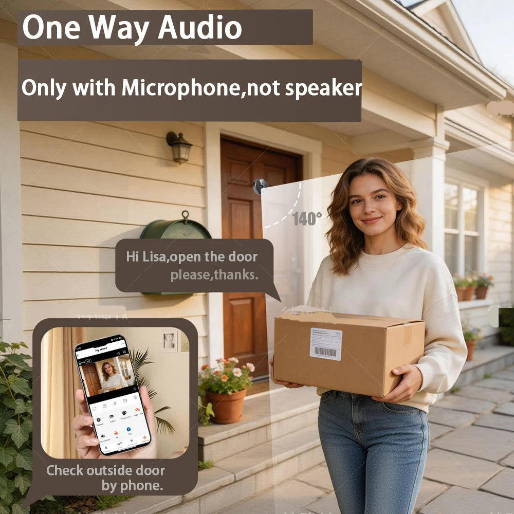 2026 Tuya 3MP Smart Doorbell 140° Wide View Angle Mini Eye Peephole Camera Radar Monition Door Bell Digital Viewer Alexa Google Zpaxo