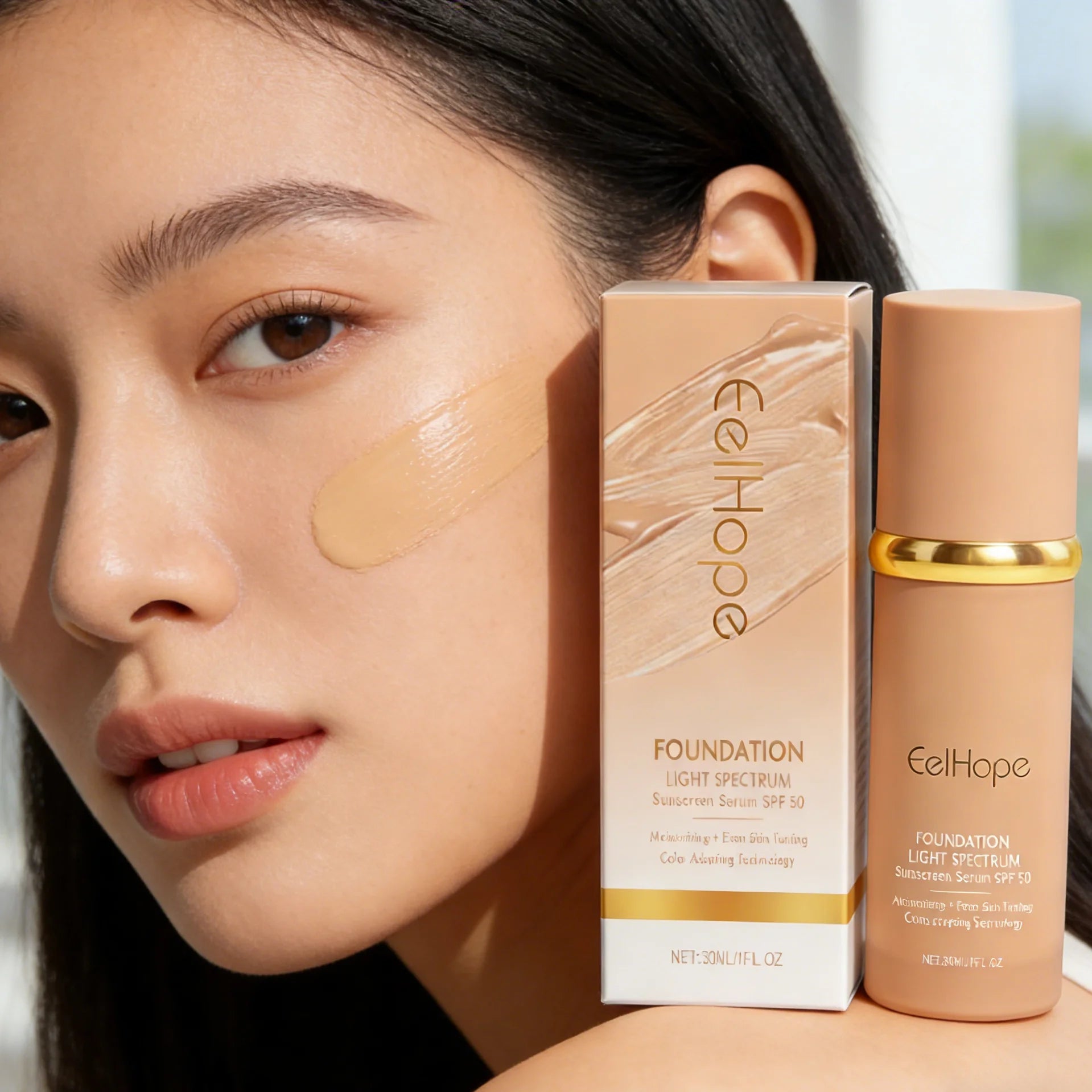 Eelhope 4-in-1 Foundation SPF 50+ Color Changing Matte Liquid Liquid Foundation Zpaxo