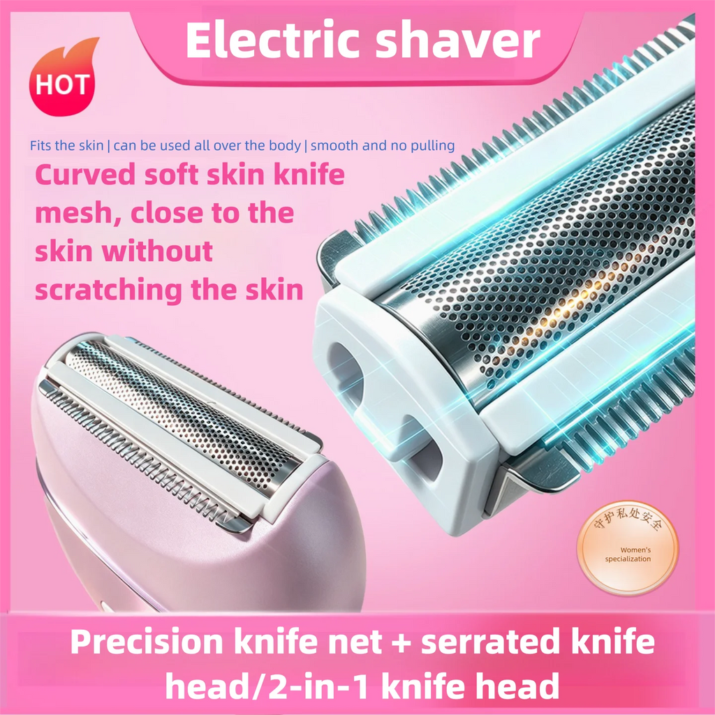 2-in-1 Women's Pink Shaver Private Trimer Full Body Female Electric