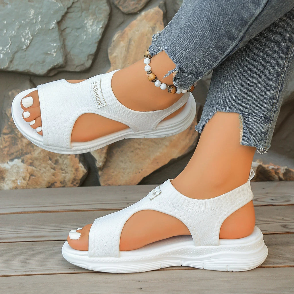 Women Sandals 2026 Knit Elastic Cloth Wedge Slip Lightweight Walking Zpaxo