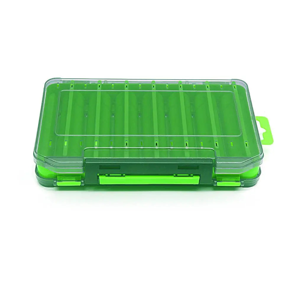 Double-Sided Fishing Tackle Box – 14 Compartments, 5 Colors Fishing Tackle Box Zpaxo green L