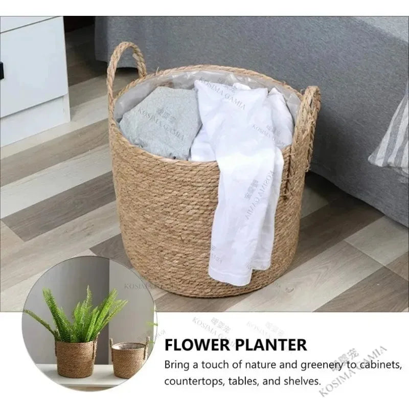Large Handwoven Rattan Basket – Nordic Plant Pot & Storage