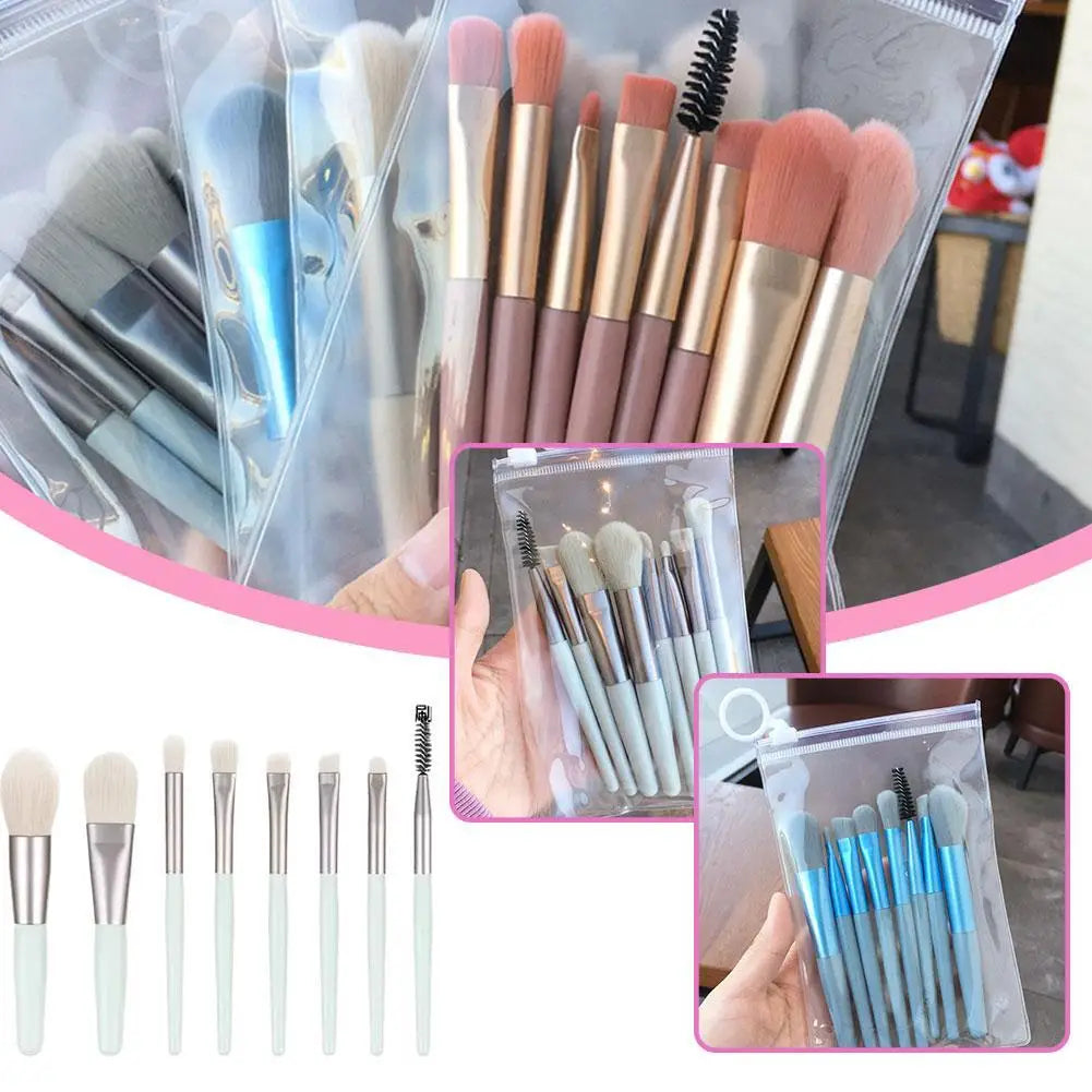 8-Piece Portable Mini Makeup Brush Set – Soft Synthetic Brushes Makeup Brush Set Zpaxo
