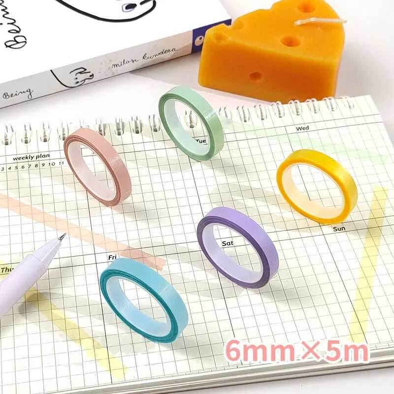 5Rolls Transparent Fluorescent Index Tabs Flags 5 Colors Book Zpaxo