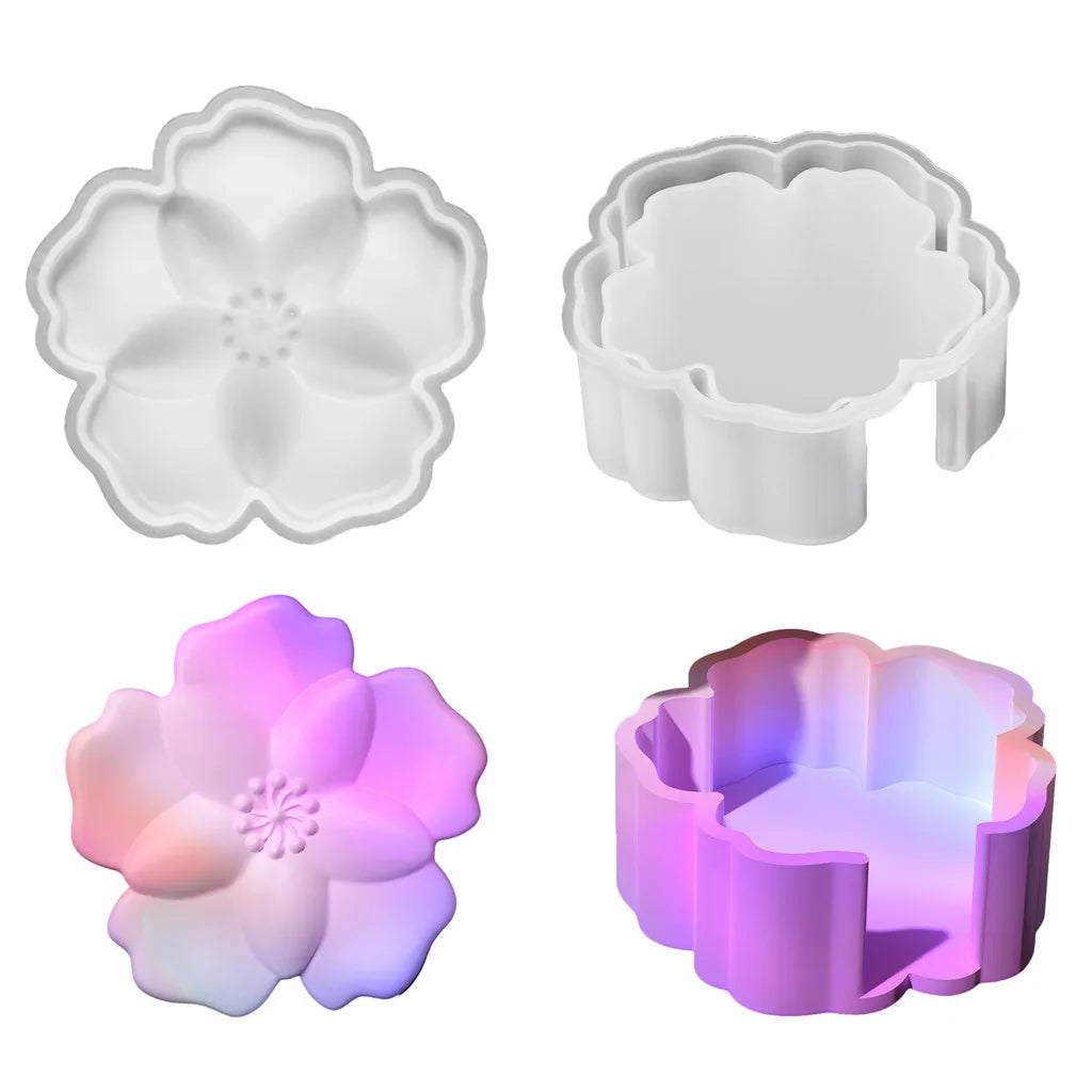 Flower Coaster & Storage Box Silicone Resin Mold | DIY Epoxy
