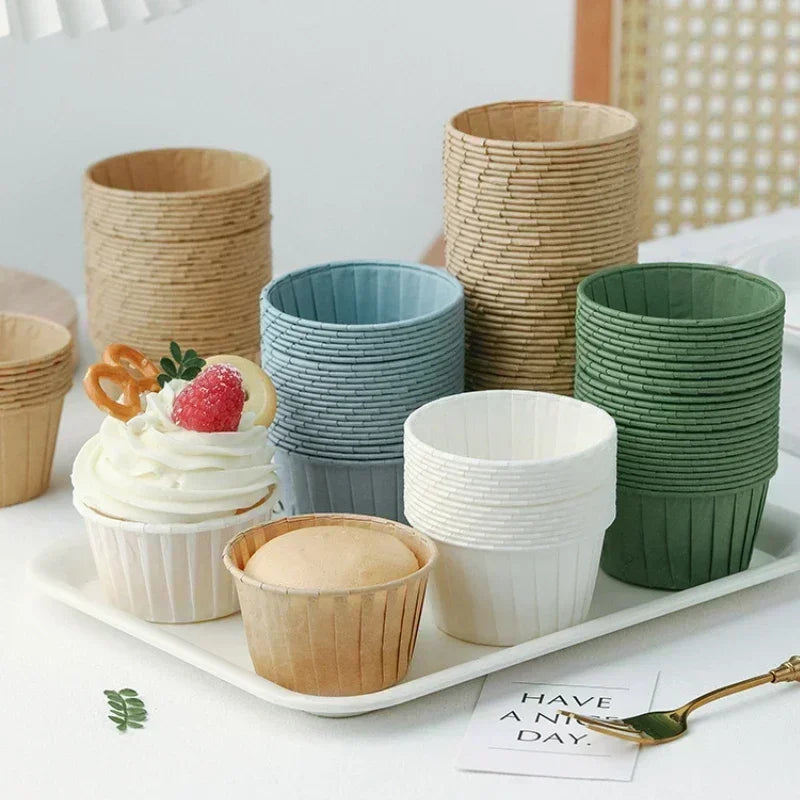 New 50pcs Muffin Cupcake Paper Cup Oilproof Cupcake Liner Baking Cup Tray Case Caissettes Cupcake Wrapper Paper Wedding Party Zpaxo