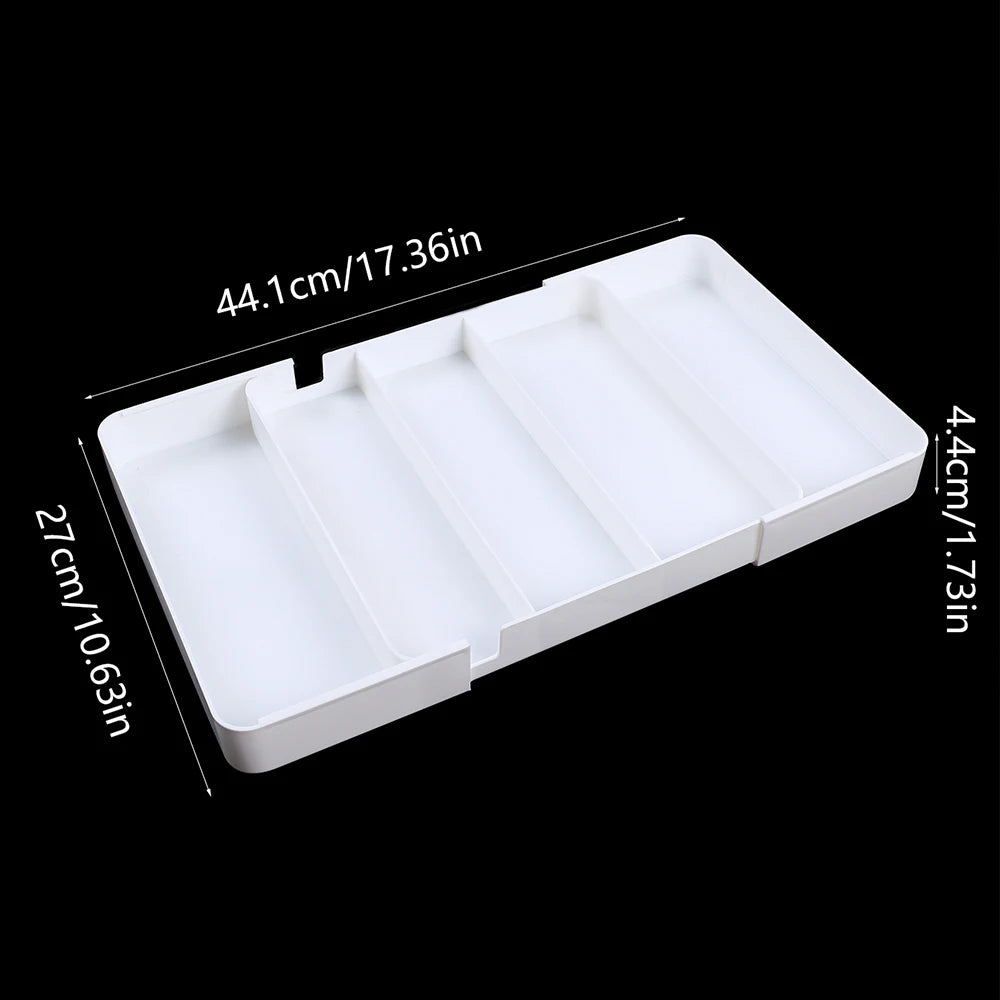 Expandable Drawer Organizer 5 Compartments Cutlery Drawer Storage Organizer Drawer Divider for Kitchen Home Office Zpaxo White