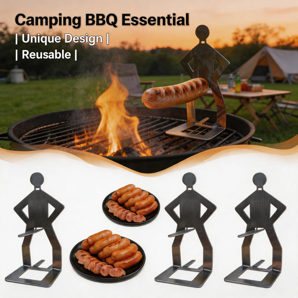 Stainless Steel Hot Dog Holder – Funny Sausage Grill Rack for BBQ