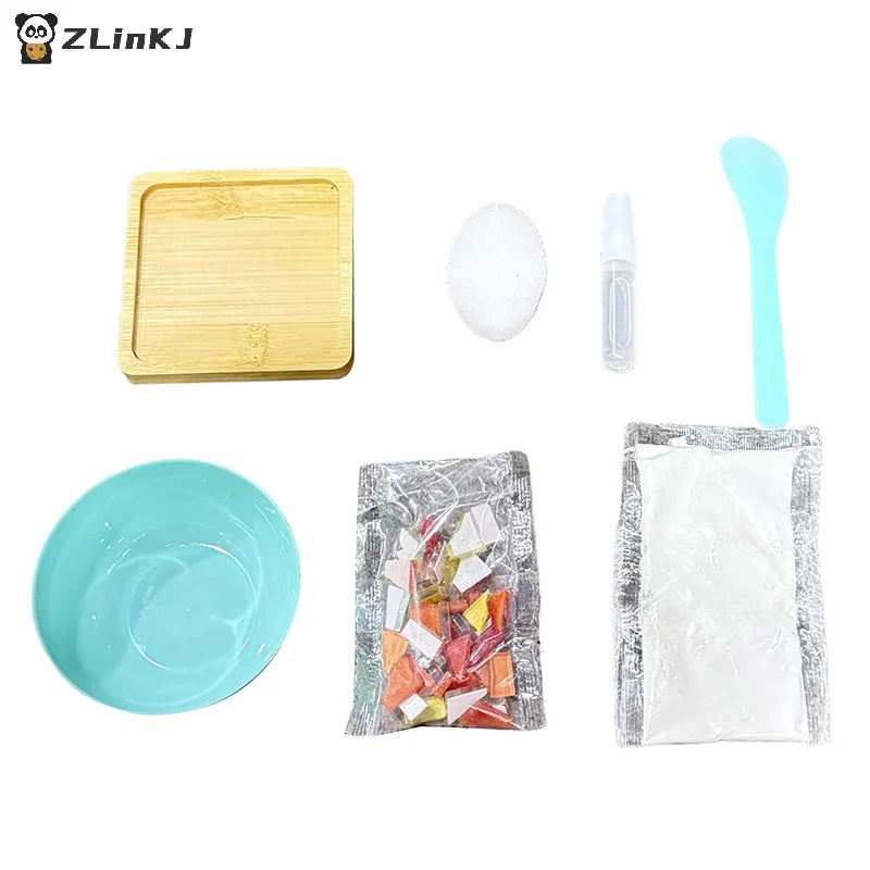 ▶Handmade DIY Mosaic Cup Mat Bottom Bamboo Pad Early Education Free Creation Handicraft Toys Craft Easy Making Birthday Gift Zpaxo