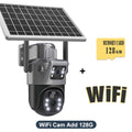 4K 8MP Solar Battery WiFi Camera Dual Lens Dual Screens Outdoor Camera PIR Human Detection Security Protection PTZ Video Cameras Zpaxo WiFi Camera Add 128G
