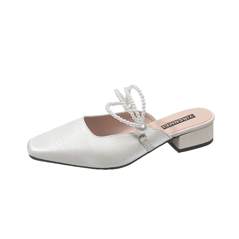 2026 Square Head Heel Women's Summer Outdoor Half Slippers Rubber