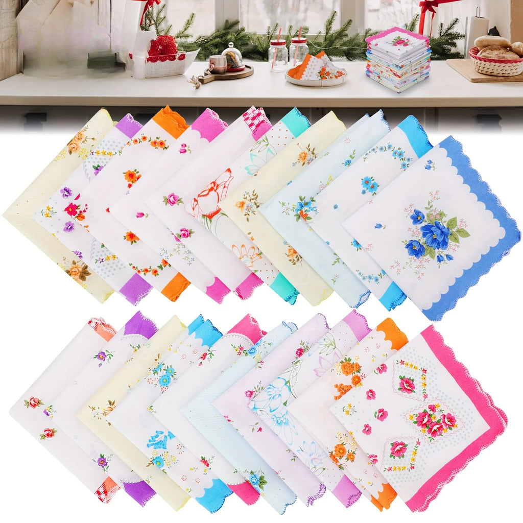 4 Floral Wedding Handkerchief Vintage Bride Bridesmaids Guests