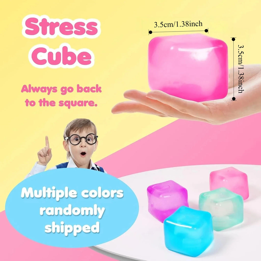 Stress Cube Squishy Fidget Toy – Gel Sensory Calming Cube Sensory Fidget Toy Zpaxo