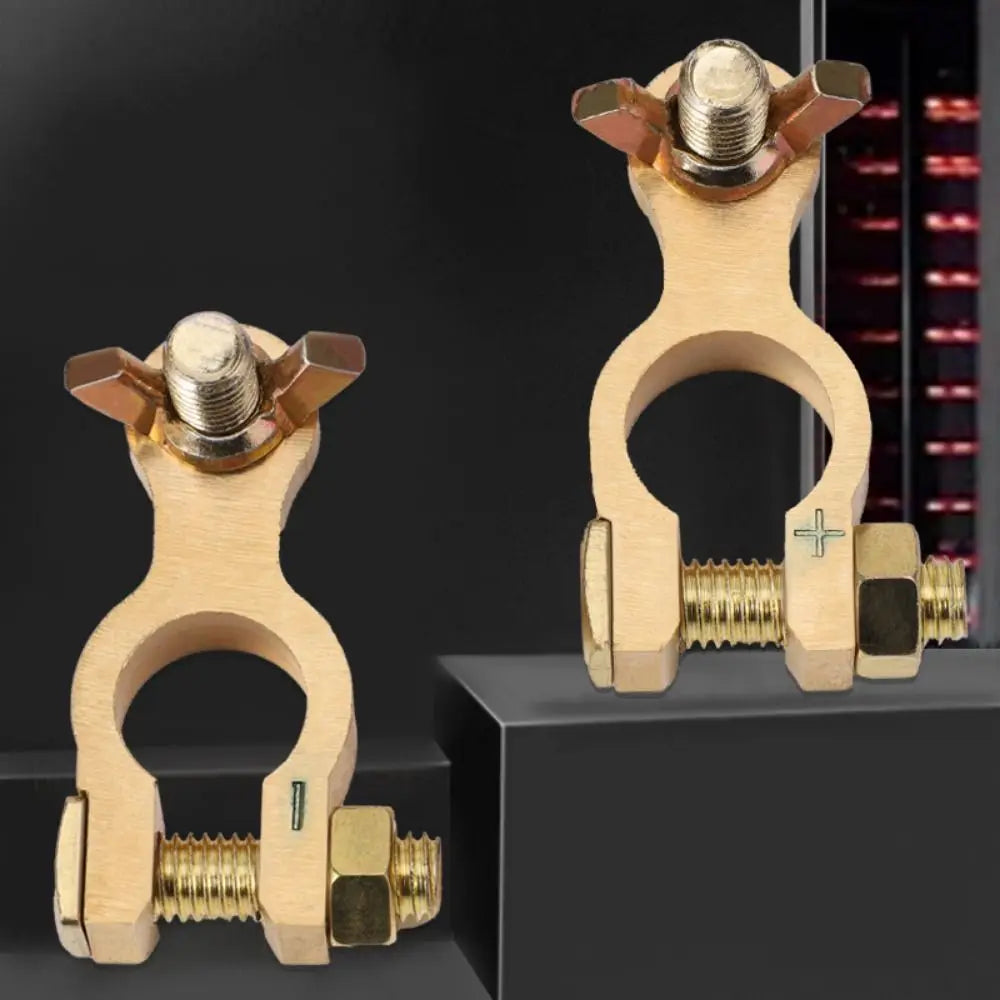 2Pcs Anti-Leakage Brass Battery Terminals Positive & Negative Thickened Auto Battery Clamp Corrosion Resistant Zpaxo