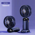 Mini Handheld Fan 5 Speeds USB Charging Hanging Neck Fan LED Digital Display For Outdoor Sport Student Office Desk Small Fan Zpaxo Blue